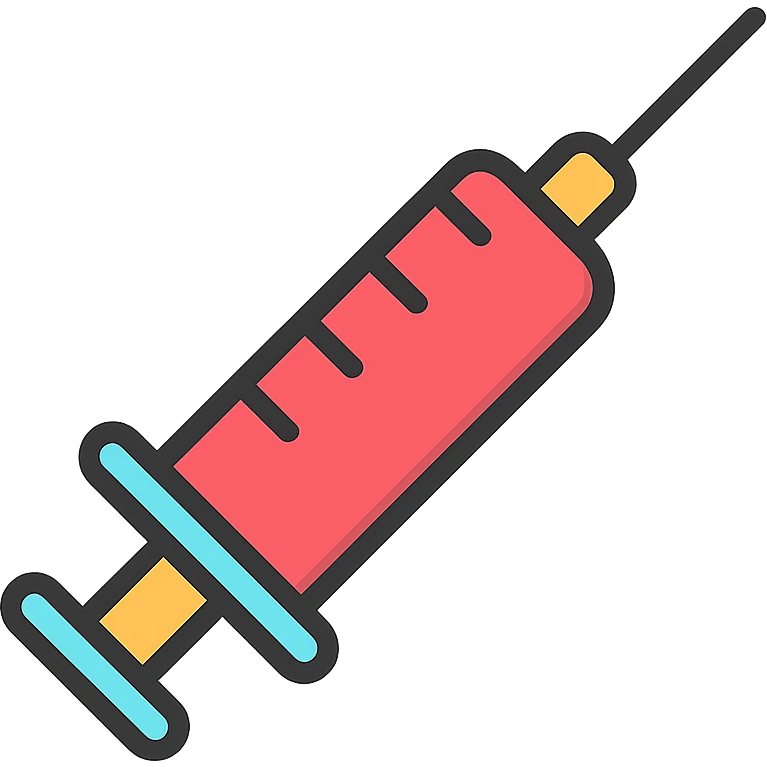 A medical syringe with needle, simple and recognizable icon for healthcare emoji