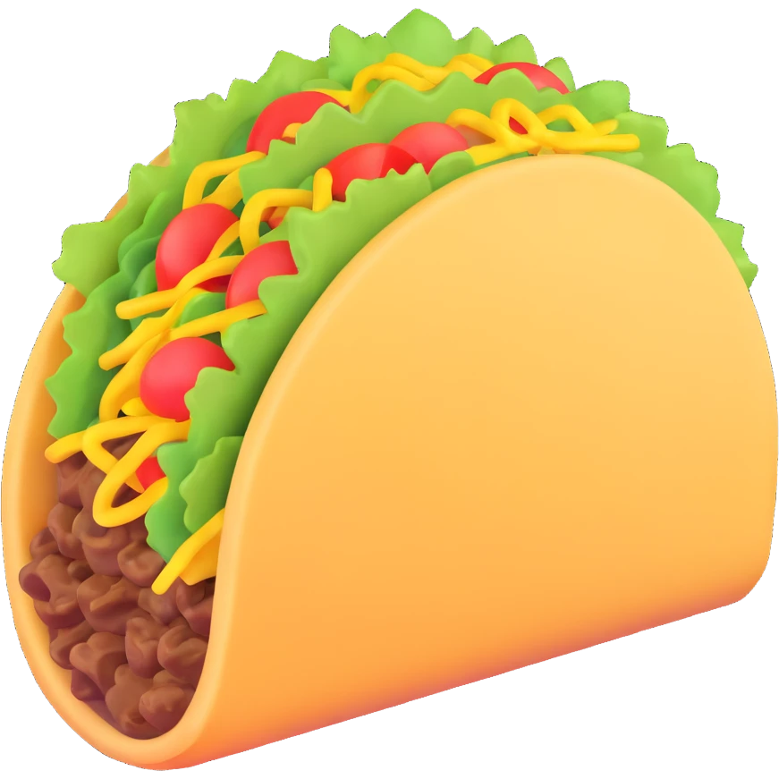3D emoji of a taco, bright colors, soft shading emoji