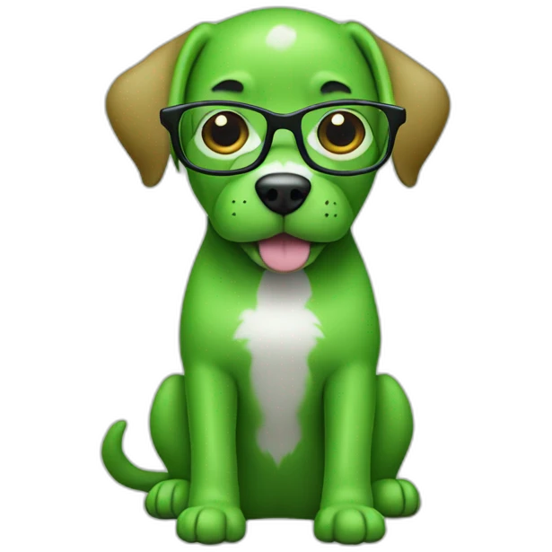 Green dog with glasses emoji