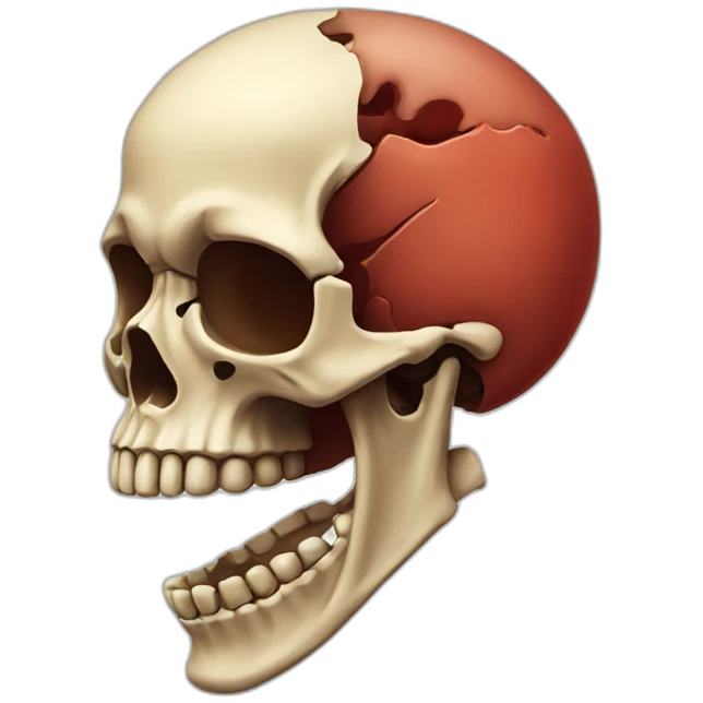 A reddish skeleton He opened his mouth  emoji