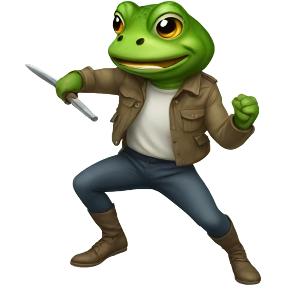 Fighting a frog emoji
