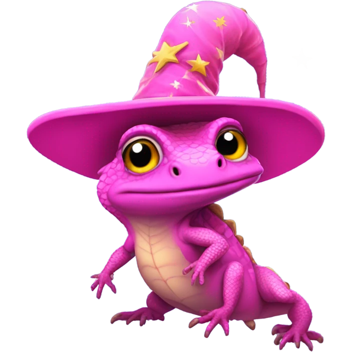 Pink Lizard wearing a wizard hat emoji