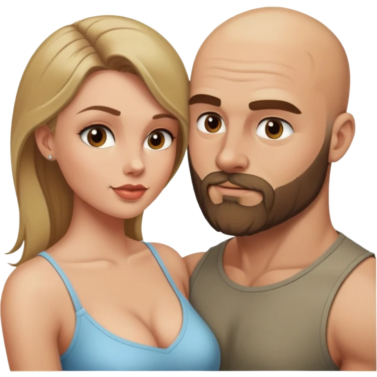 Beautiful dark blonde seducing her muscular bald beard husband emoji