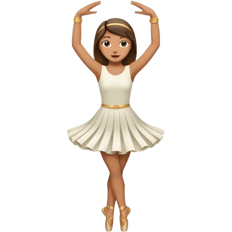 Danseuse avec les mains en l'air en haut avec Paume de mains vers l'extérieur, et une jambe sur la pointe des pieds et l'autre relevée, pliée et avec appui sur l'autre jambe.  emoji