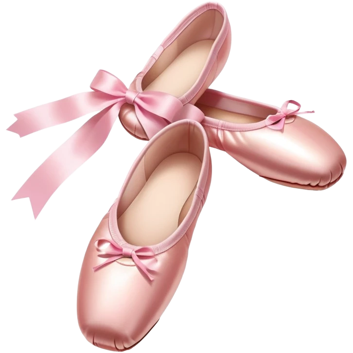 glossy pink ballet pointe shoes with satin ribbons, simple clean style emoji