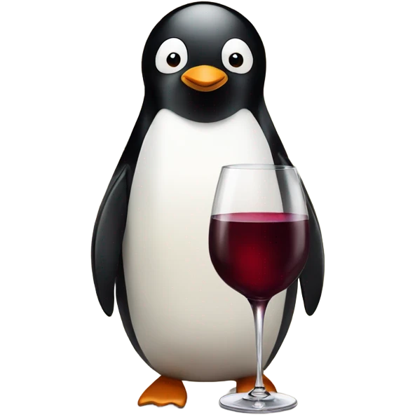Penguin with wine emoji