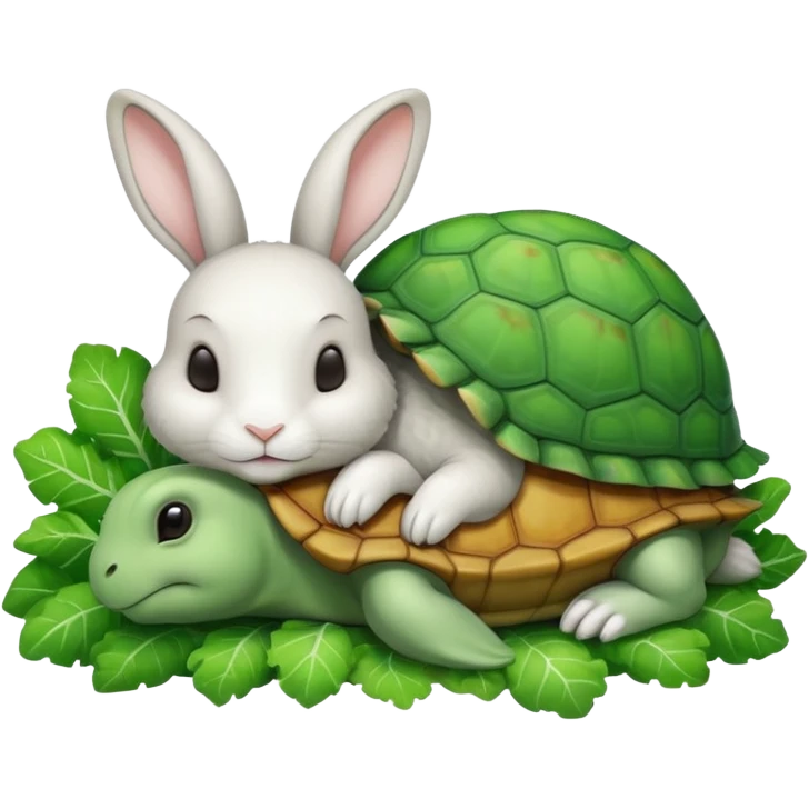  lapin qui dort et la tortu qui mange de la letu emoji