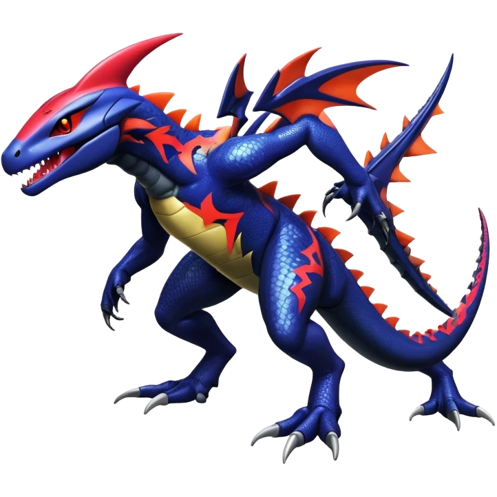 Shiny Exotic Colorful epic Salandit-Garchomp-Genesect-Miraidon-Koraidon-Fakémon-hybrid-creature (full body)  emoji
