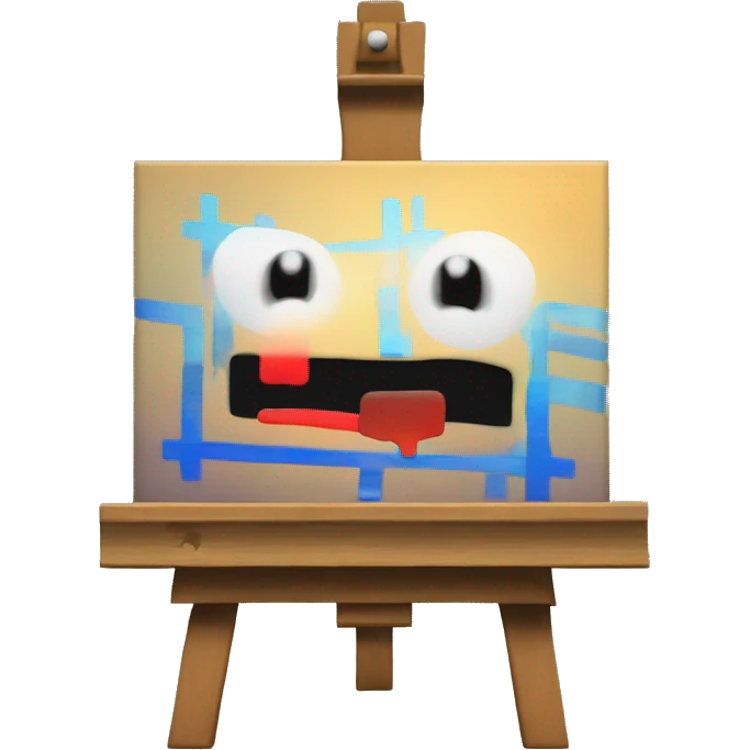 "a canvas bug" which is a painter's canvas on an easel that is glitching / 8-bit broken emoji