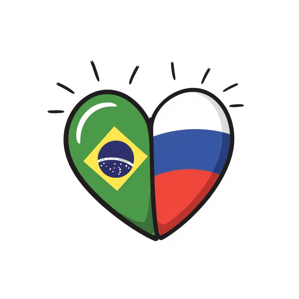 a heart with two flags inside: Brazil and Russia emoji
