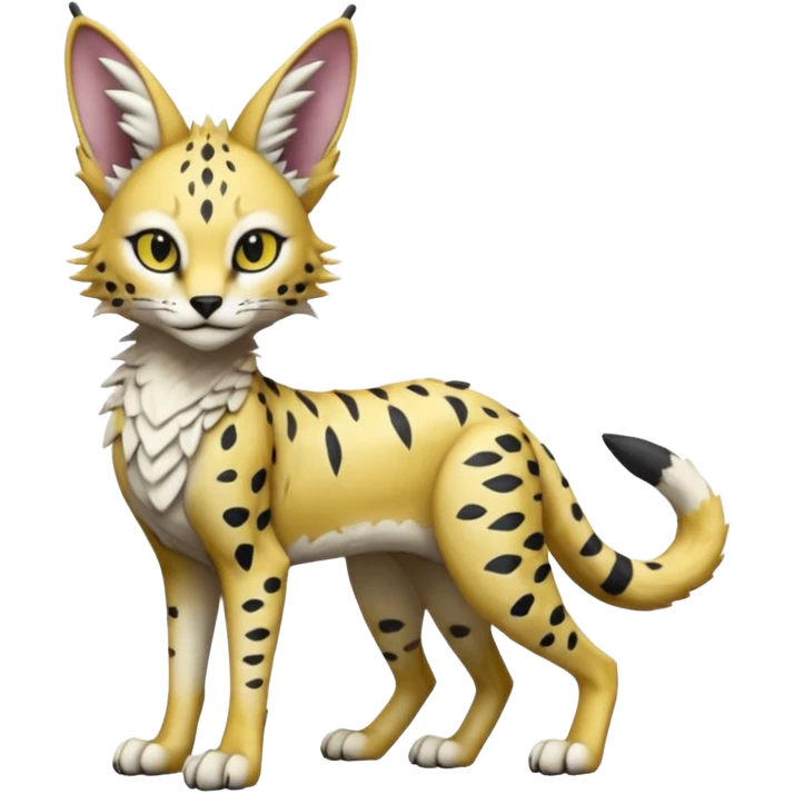 Epic complex detailed aesthetic-scenic-Fakémon-Trico-Sergal-Serval-Vernid-creature emoji