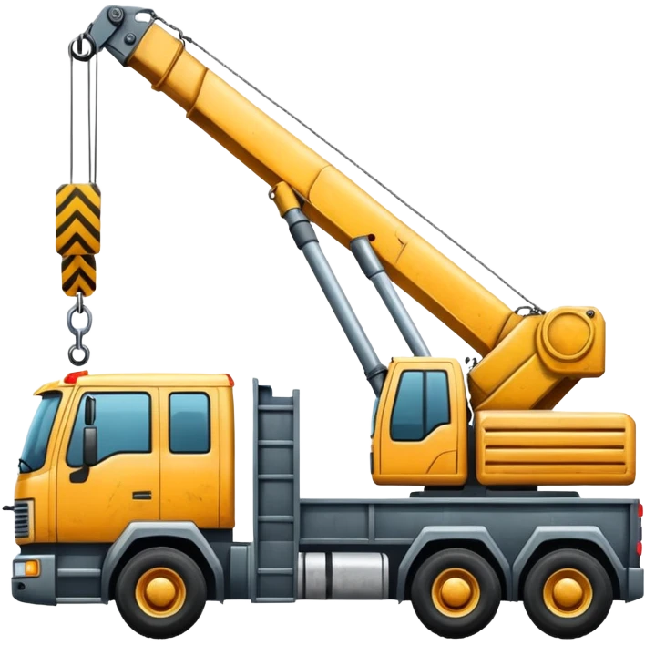 Create a crane truck with a long extendable arm lifting materials. emoji