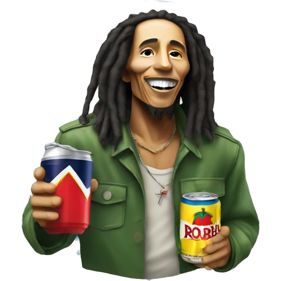 Bob Marley holding a redbull  emoji