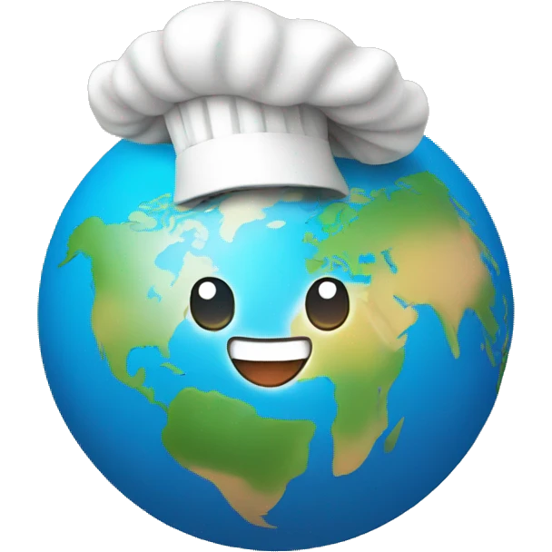 globe with a chef hat on top emoji