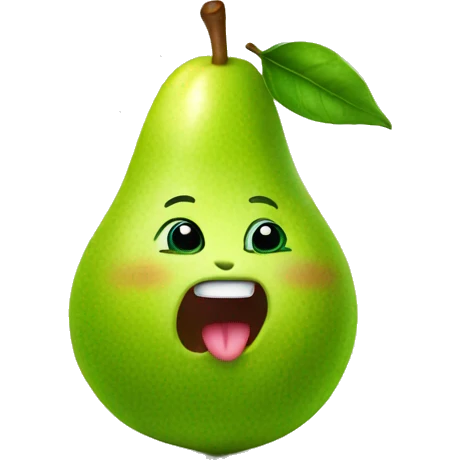 Green Cute pear with tongue emoji
