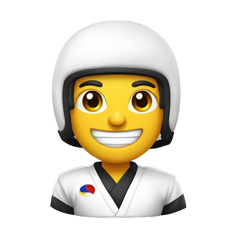 Cara feliz com capacete de taekwondo  emoji