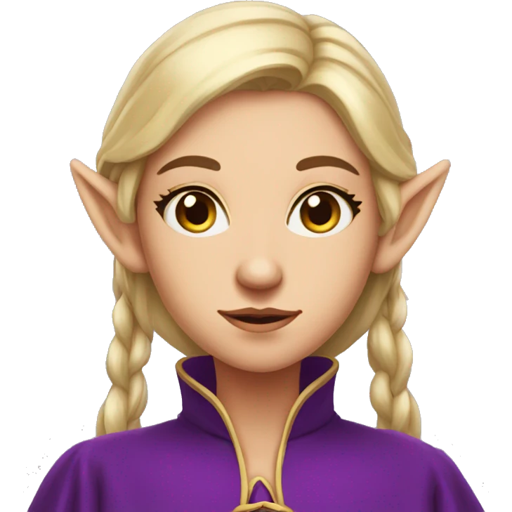 Noble female Elf with Elf ears and blonde hair and purple robes confused look emoji