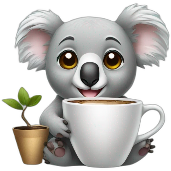 Koala with a cup of coffee emoji