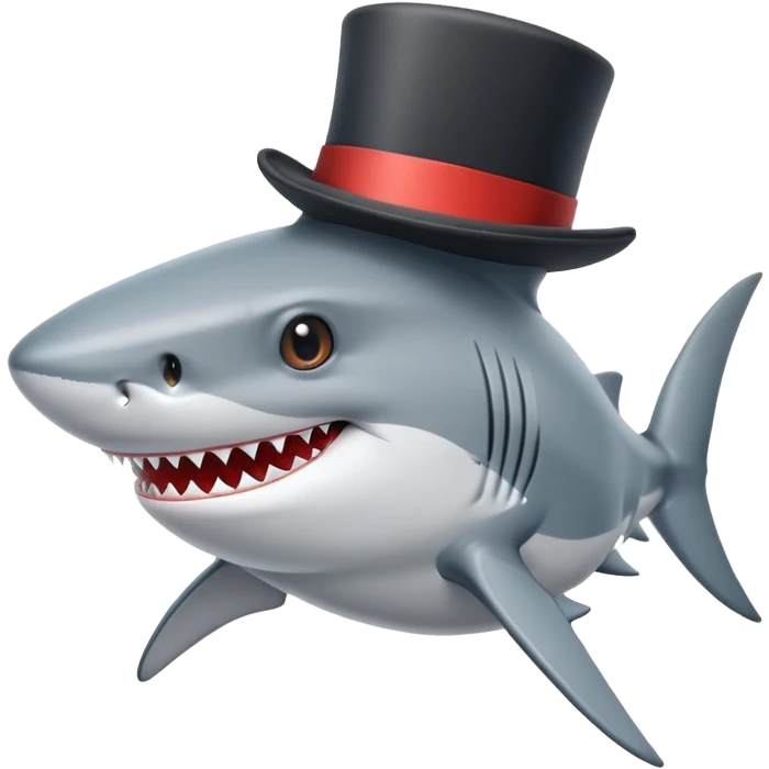 Shark with a top hat emoji