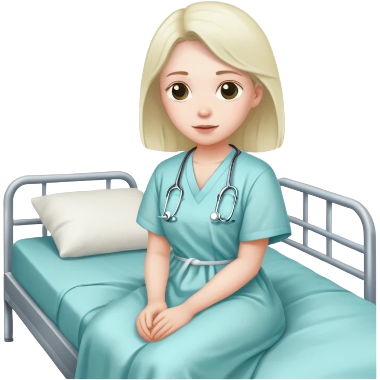 patient in a hospital gown sitting on a bed emoji