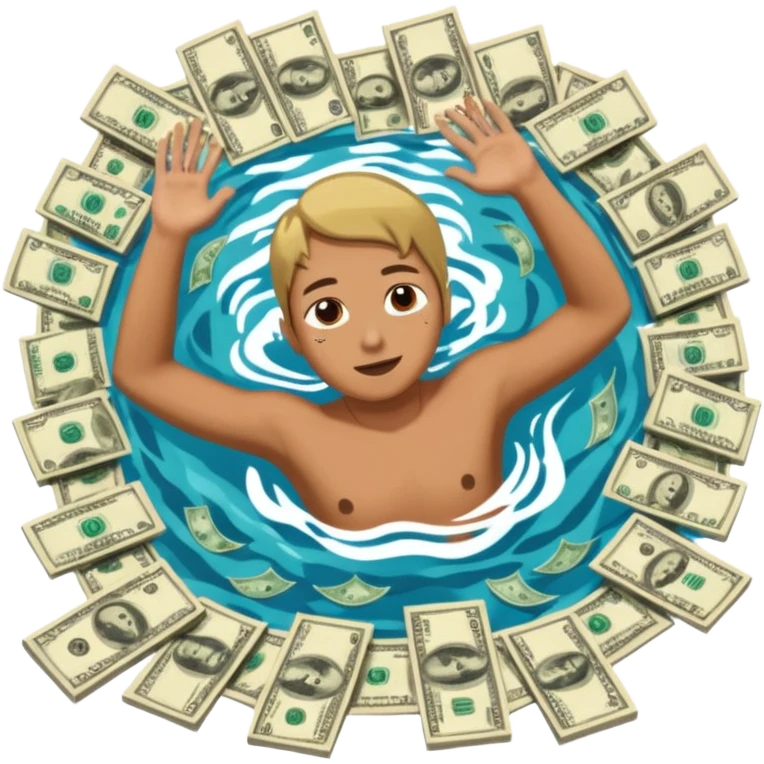 someone swimming in 5 dollar bills emoji