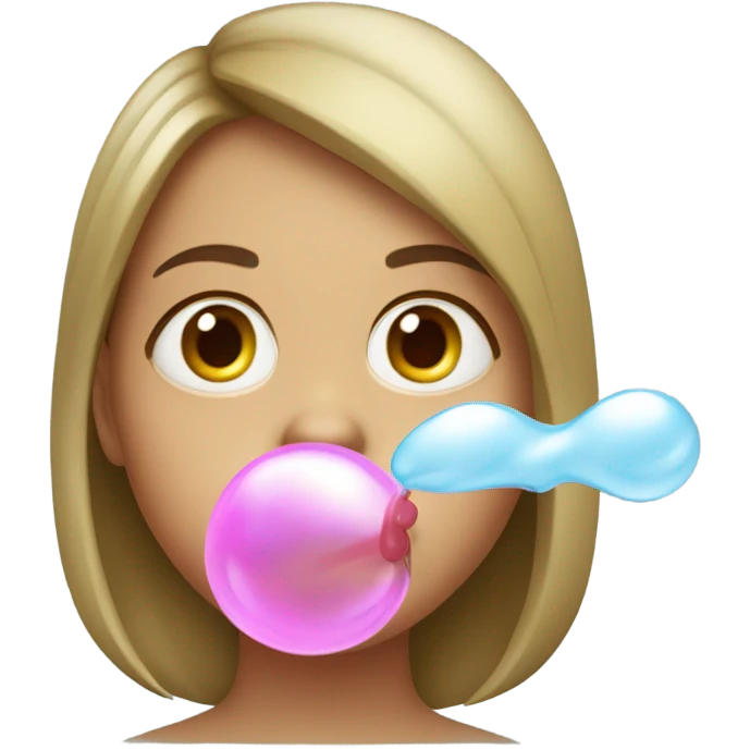 girl make a bubble with a chewing gum emoji