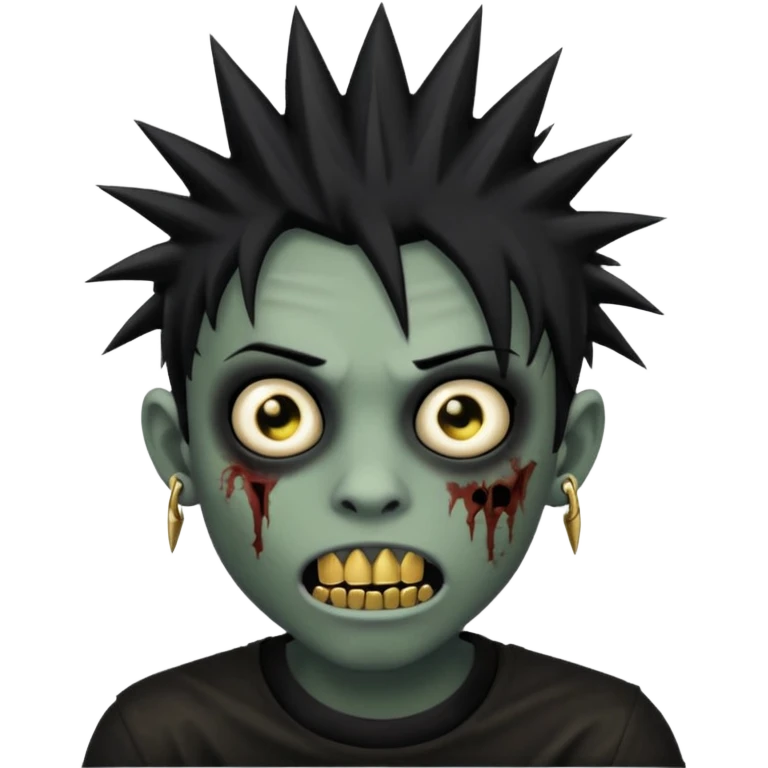 zombie emo black boy emoji with spiky hair and gold grillz emoji