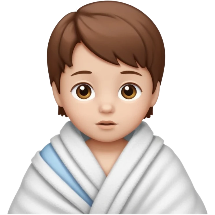 baby wrapped in blanket with brown hair emoji