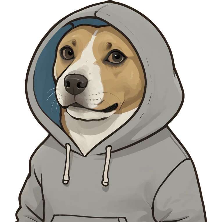 Dog wearing hoodie emoji