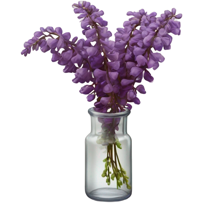 A deep red bouquet of wisteria with a lace ribbon and a tiny glass vial of ink
 emoji