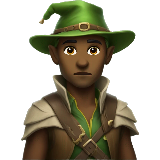 Fierce elf ranger wearing fedora  emoji