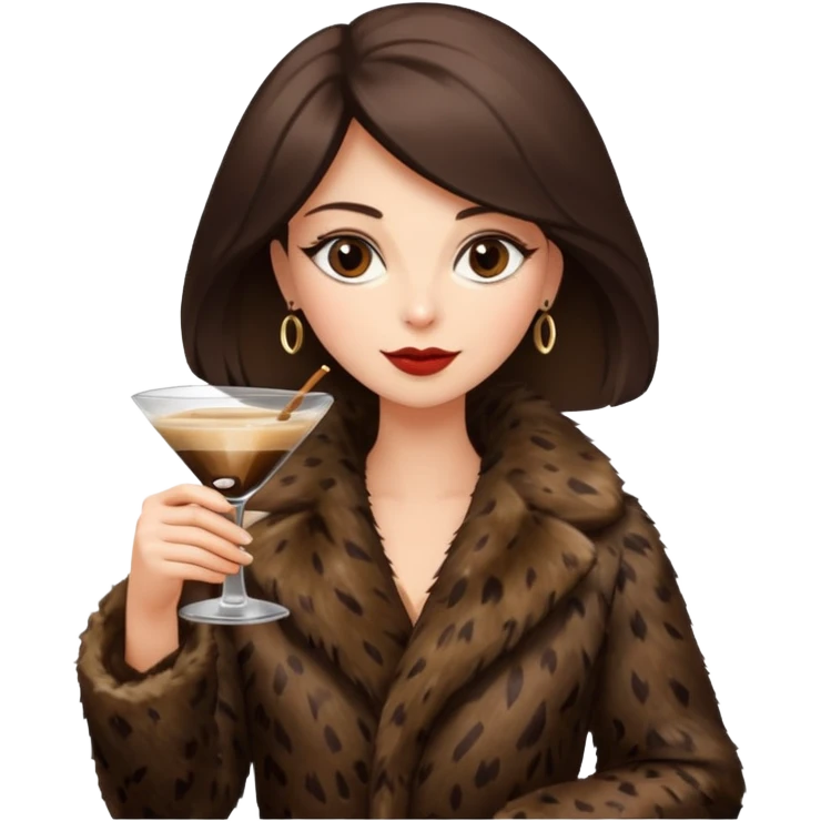 Woman in fur coat with an espresso martini  emoji