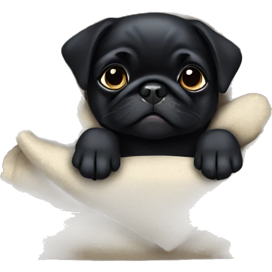 Black pug puppy puppy sleeping with a blanket  emoji