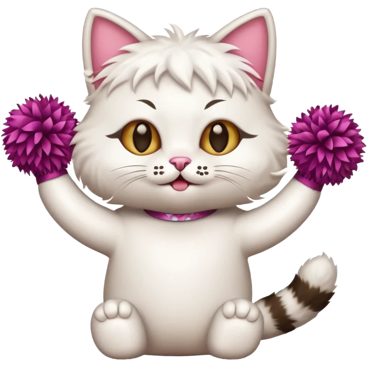 cheerleading cat with pom pom emoji