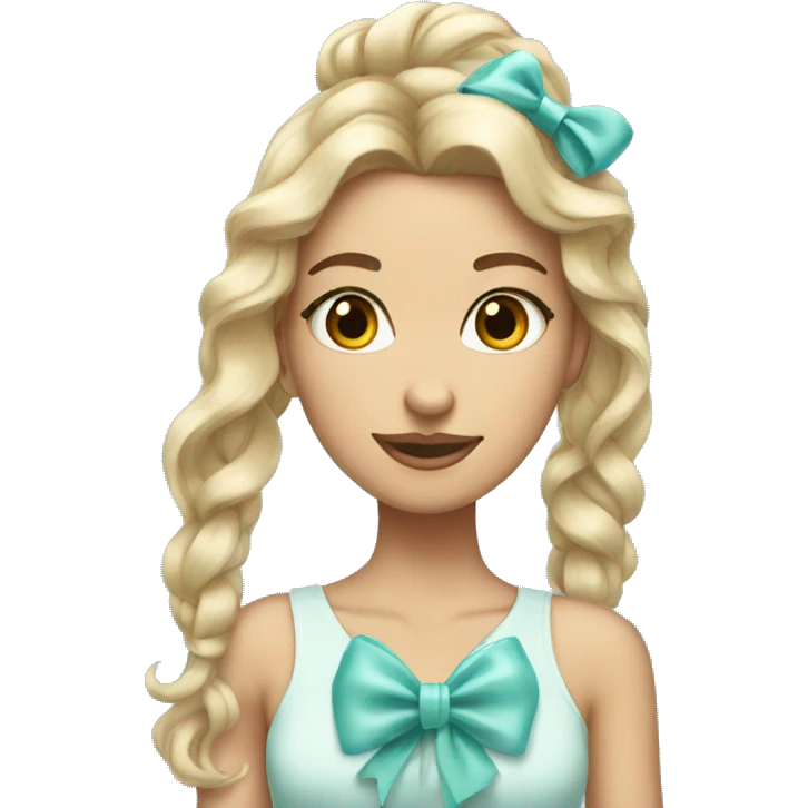 Pretty tall girl with a Tiffany bow in her hair emoji