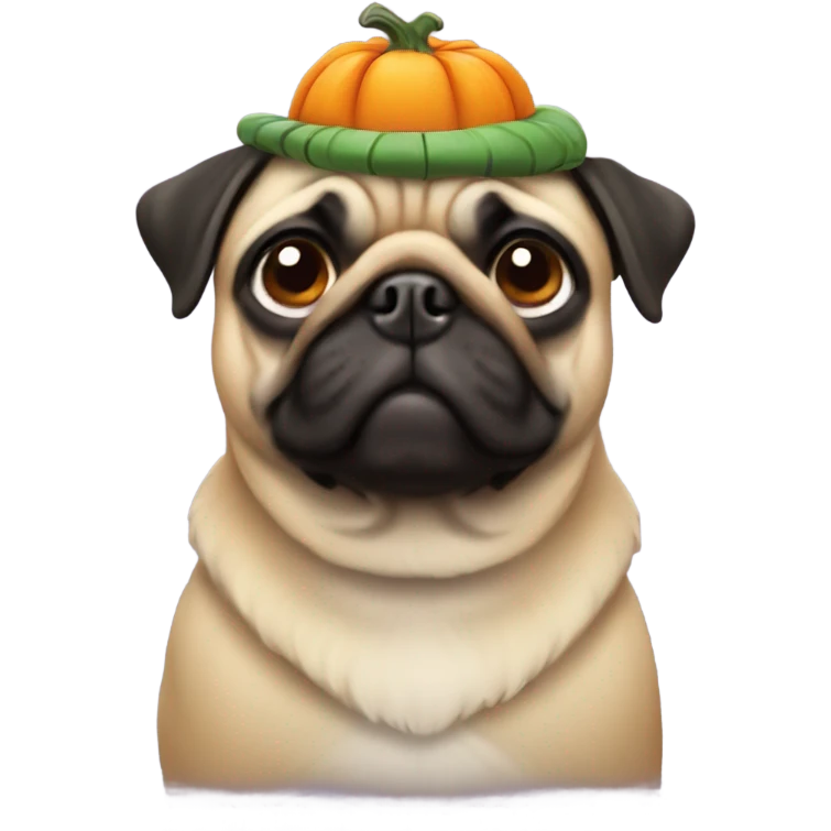 Pug with a pumpkin hat on emoji