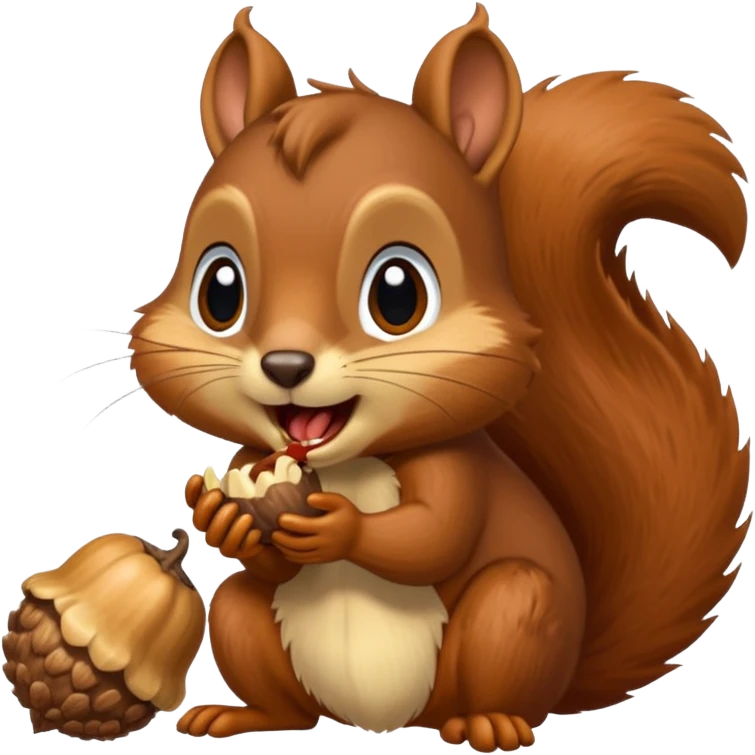Long toothed squirrel swallows acorn, panicked emoji