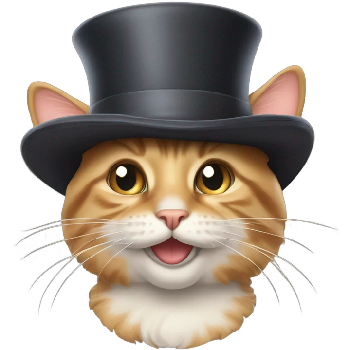 Silly Cat with a top hat  emoji