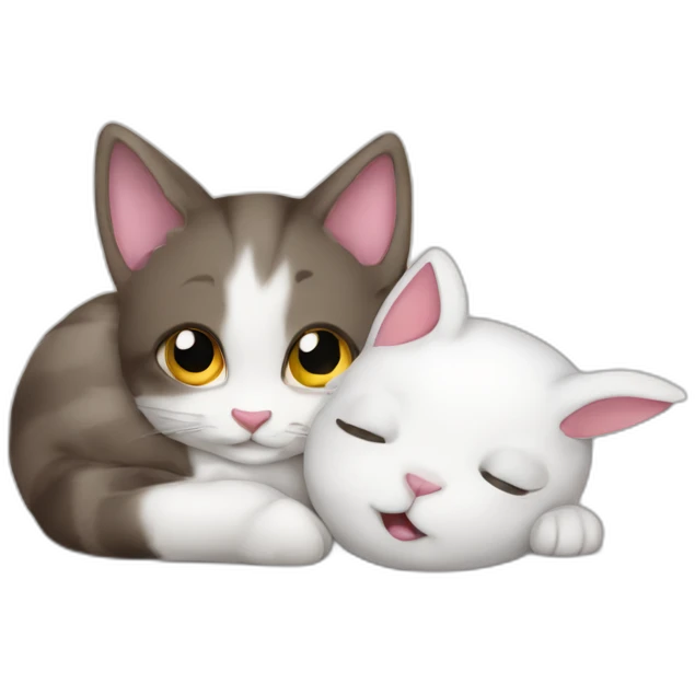 cat-snuggling-bunny emoji