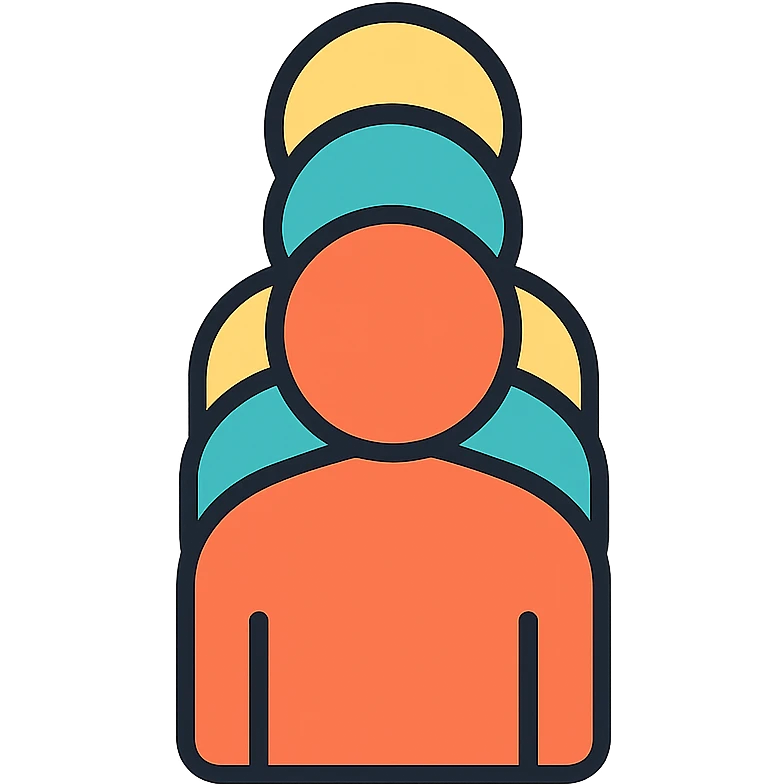 a line of people, simple and clear, modern icon style emoji