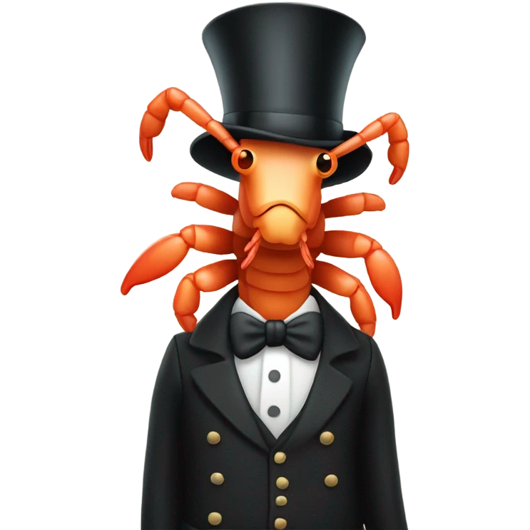 Shrimp with top hat emoji