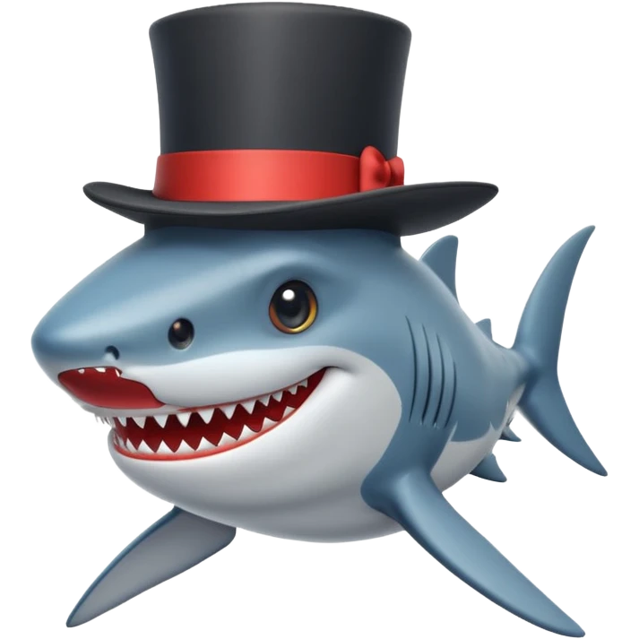 Shark with a top hat emoji