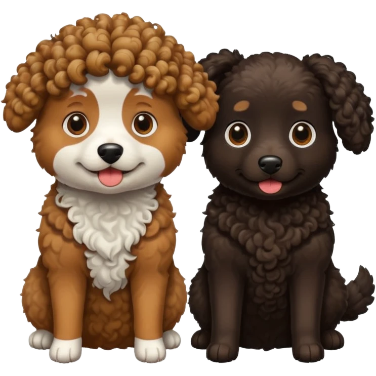 two dogs with curly hair, one black and one brown emoji