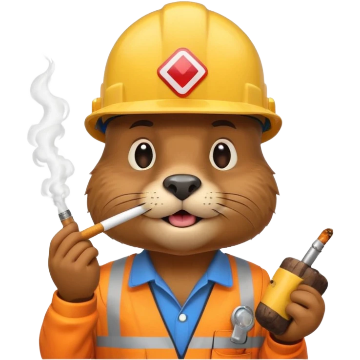 beaver smoking wearing a hard hat emojis funny emoji