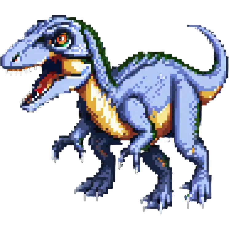 A fierce velociraptor dinosaur with sharp teeth and claws emoji