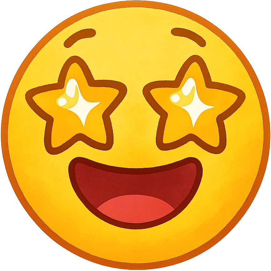 starstruck face emoji, digital illustration emoji