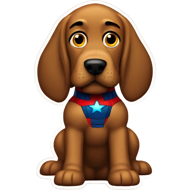 1 brown bloodhound dog as the superhero Mr. Marvel. emoji