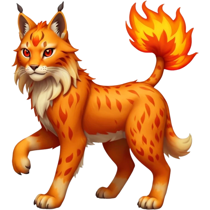 Fire-type Fakémon-Lynx full body emoji