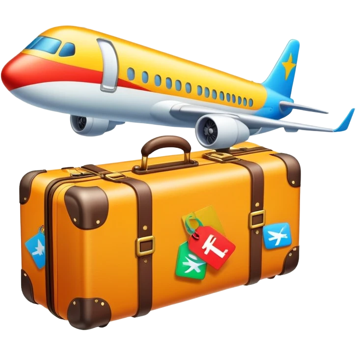 Tour sale with suitcase, airplane and discount tag emoji