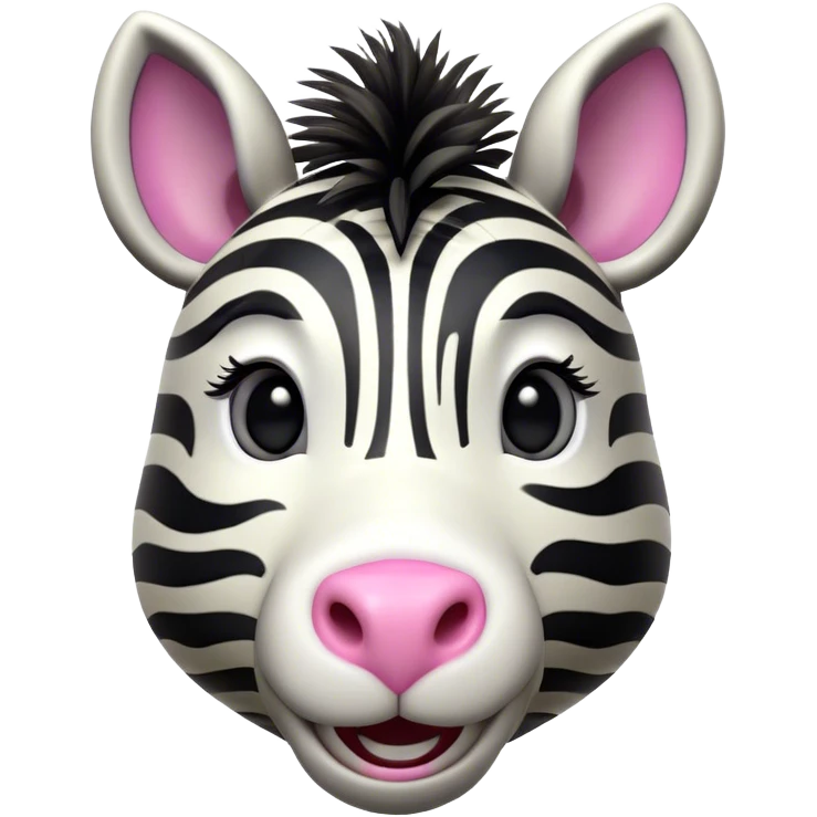 Cinematic Comical Zebra Portrait Emoji, Head tilted dramatically with an exaggeratedly amused expression, featuring a striking, glossy striped Fur with bold contrasts and wide, expressive eyes filled with playful disbelief, Simplified yet hilariously expressive features, highly detailed, glowing with a slightly sassy glow, high shine, dramatic yet playful, stylized with an air of cheeky savannah mischief, bright and endearing, soft glowing outline, capturing the essence of a spirited and over-the-top zebra, so meme-worthy it feels like it could prance its way into internet fame instantly! emoji
